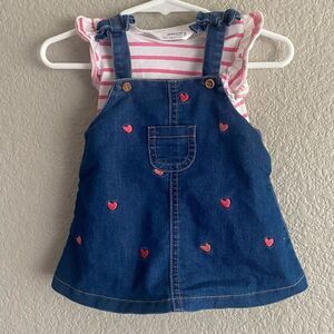 Mayoral Newborn Denim Jumper Dress Set | Size 1–2 Months (60 cm)